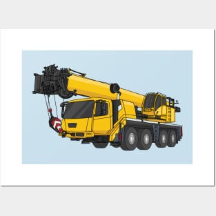 Crane truck cartoon illustration Posters and Art